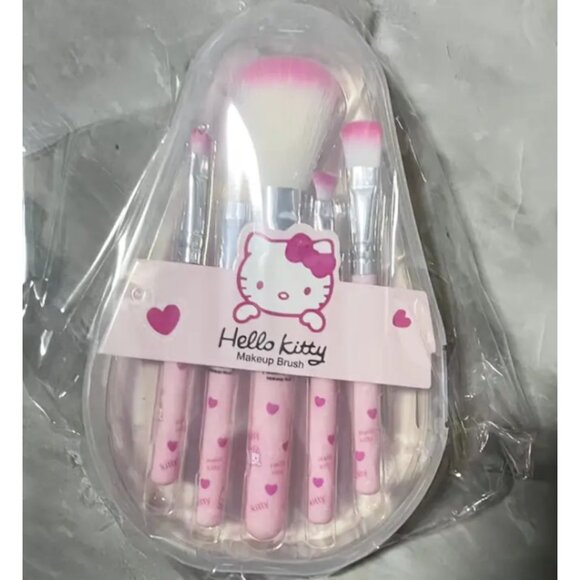 NEW Hello Kitty 5-Piece Mini Makeup Brush Set – Pink Cosmetic Brushes for Travel - Picture 3 of 4